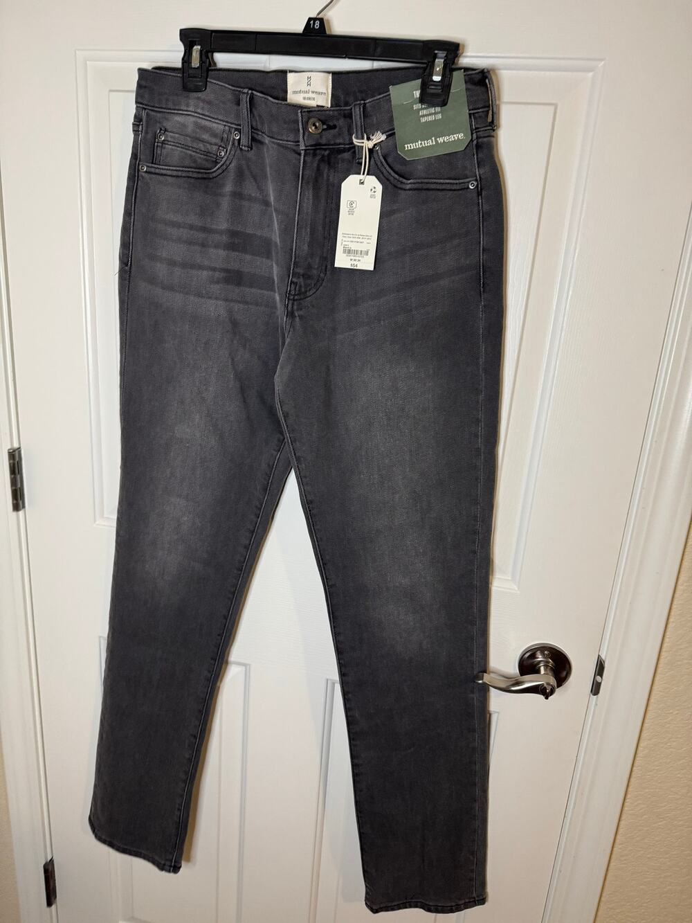 Mutual Weave Men's The Athletic Tapered Jeans Charcoal Black 30x34
